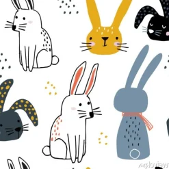 Tapeta: Bezszwowy wzór z ślicznymi ręka rysującymi królikami. kreatywne