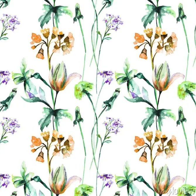 Tapeta: Bezszwowy wzór z oryginalnymi lato kwiatami