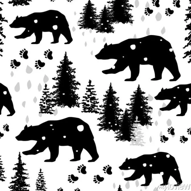 Tapeta: Bezszwowy wzór z sylwetkami niedźwiedzie