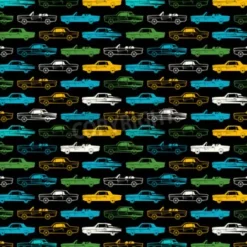 Tapeta: Bezszwowy wzór z wizerunkiem retro samochody. kolor wydruku na