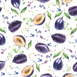 Tapeta: Bezszwowych wzór z plum, wyciągnąć rękę owoców tła, akwarela