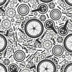 Tapeta: Bicycles. seamless pattern of bicycle parts. isolated vector