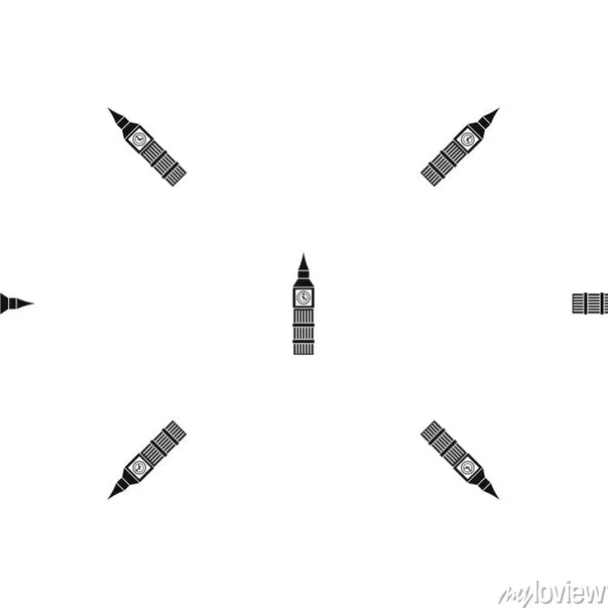 Tapeta: Big ben zegar deseń bez szwu czarny