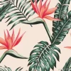 Tapeta: Bird of paradise leaves green color tropical seamless pattern