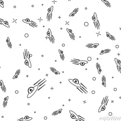 Tapeta: Black ufo flying spaceship and alien icon isolated seamless pattern