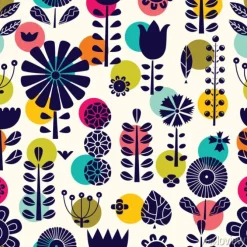 Tapeta: Blue flowers in scandinavian style. summer motive. vector seamless