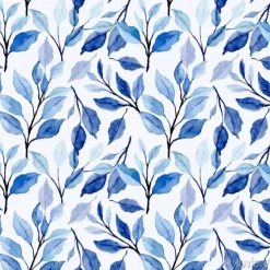 Tapeta: Blue leaves watercolor floral seamless pattern