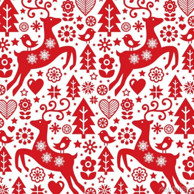 Tapeta: Boże narodzenie ludowe czerwone bez szwu wektora, skandynawskie
