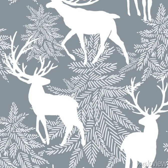 Tapeta: Bożenarodzeniowy bezszwowy wzór z deers. ilustracja akwarela