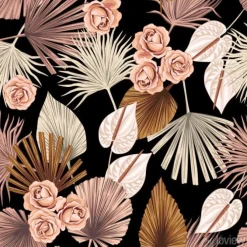 Tapeta: Boho róże i liście