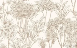 Tapeta: Botaniczna ilustracja z palmami i roślinami egzotycznymi