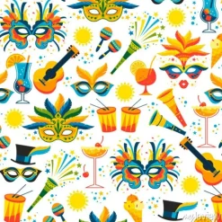 Tapeta: Brazylijski karnawał. wektorowy bezszwowy wzór.