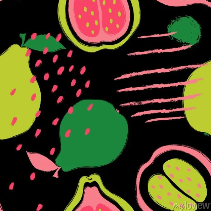 Tapeta: Brush grunge guava seamless pattern.
