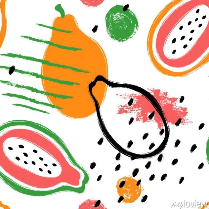 Tapeta: Brush grunge papaja seamless pattern.