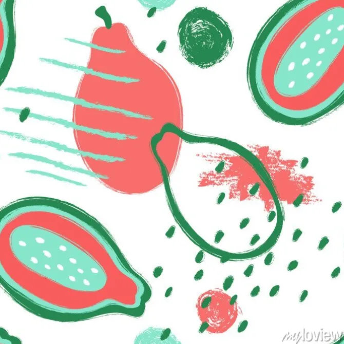 Tapeta: Brush grunge papaja seamless pattern.