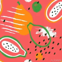 Tapeta: Brush grunge papaja seamless pattern.