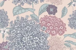 Tapeta: Bujne kwiaty na beżowym tle