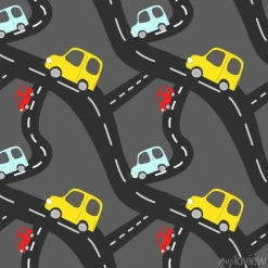 Tapeta: Cartoon seamless vector pattern with cute drawing car element
