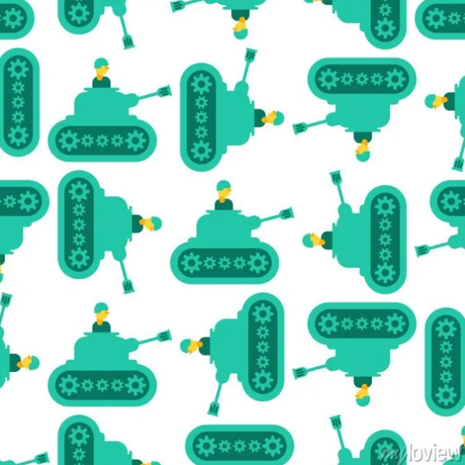 Tapeta: Cartoon tank and trooper pattern seamless. childrens soldier