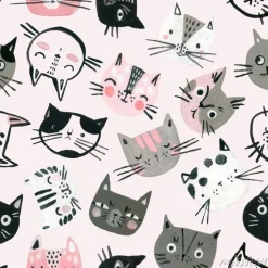 Tapeta: Cartoon watercolor cats seamless pattern in pastel colors. cute