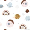 Tapeta: Childish seamless pattern with hand drawn space elements, rainbow,