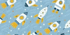 Tapeta: Childish seamless pattern with hand drawn rockets