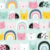 Tapeta: Childish seamless pattern with animals and rainbow. kids pastel