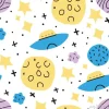 Tapeta: Childish seamless pattern with hand drawn space