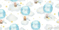 Tapeta: Childrens seamless pattern with animals in balloons, cute childrens
