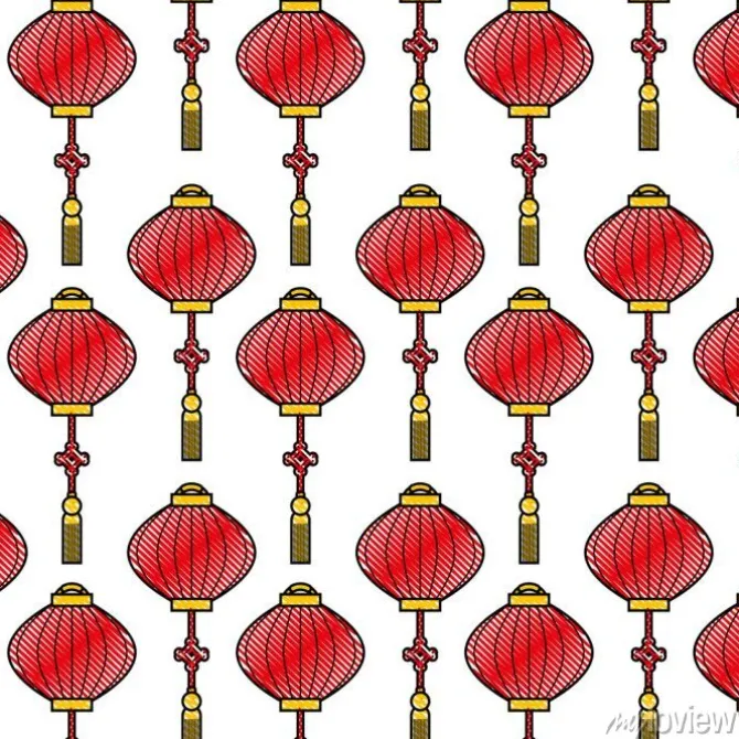 Tapeta: Chiński latarniowy wzór piękna dekoracja wektoru ilustracja