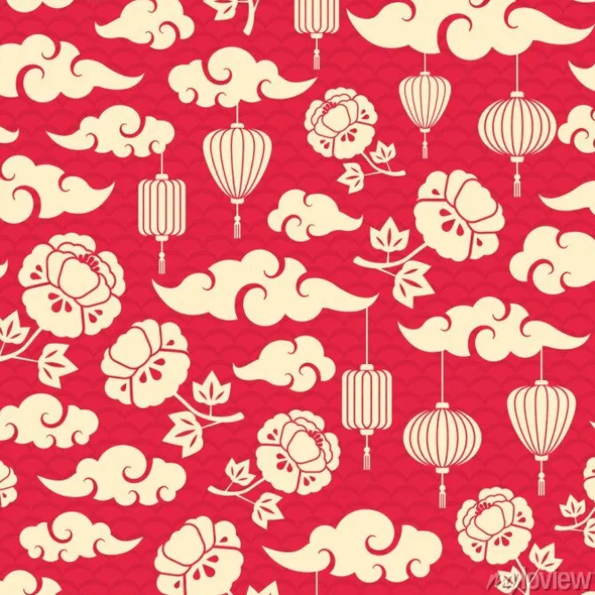 Tapeta: Chiński seamless pattern z chmury