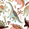 Tapeta: Cute cartoon dinosaurs seamless pattern in scandinavian style