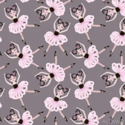 Tapeta: Cute dancing ballerina dziewczynki w różowy tutus. wektor bez