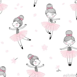 Tapeta: Cute dancing ballerina girls pattern. ballet themed seamless