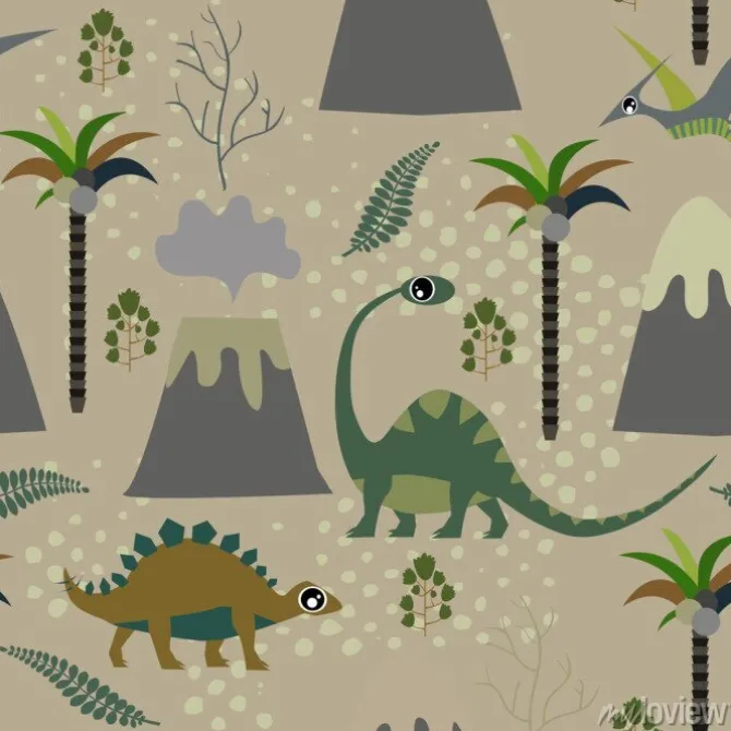 Tapeta: Cute dla dzieci wzór dla dziewcząt i chłopców. kolorowe dinozaury