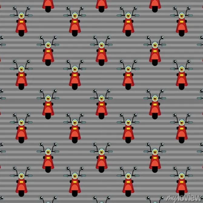 Tapeta: Cute dla dzieci wzór dla dziewcząt i chłopców. kolorowe motocykla,