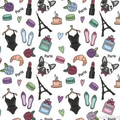 Tapeta: Cute mody bezszwowych wzór z poprawki odznaki: serca, wieża eiffla,