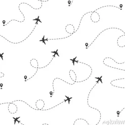 Tapeta: Czarne samolociki z trasami lotu