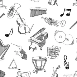 Tapeta: Czarno biały wzór muzyczny