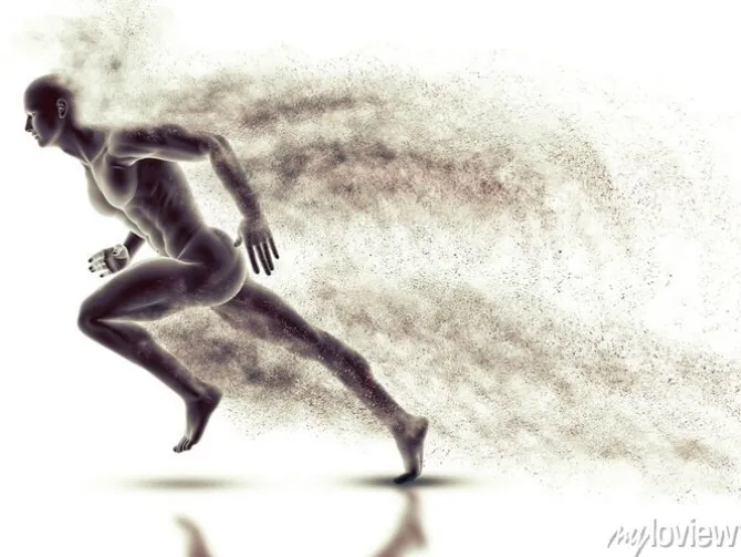 Tapeta: 3d mężczyzna rysunek sprint z prędkością skutku