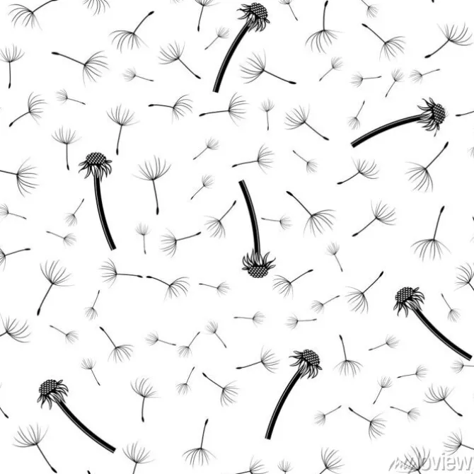 Tapeta: Dandelion flower silhouette seamless pattern