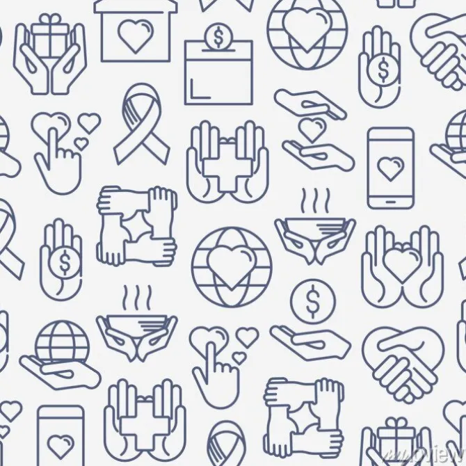 Tapeta: Darowizna i darowizna bez szwu z ikonami cienkich linii związanych