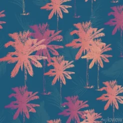 Tapeta: Deseń drzewa palmowego bez szwu w prostym stylu ilustracji wektorowych