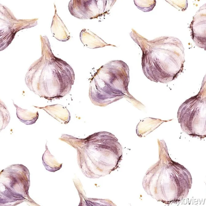 Tapeta: Deseń w akwarelowe główki czosnku