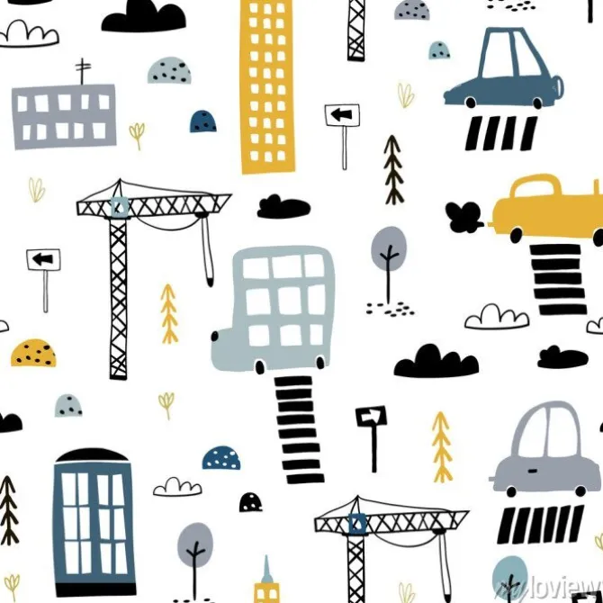 Tapeta: Dla chłopca samochody autka i znaki drogowe