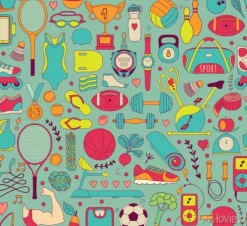 Tapeta: Doodle elementy sportowe. ilustracji wektorowych