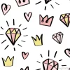 Tapeta: Doodle seamless pattern with hand drawn diamonds, crowns and