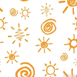 Tapeta: Doodle słońca w kolorze czarnym na białym tle. bez szwu deseń.