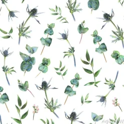 Tapeta: Drobne listki na białym tle