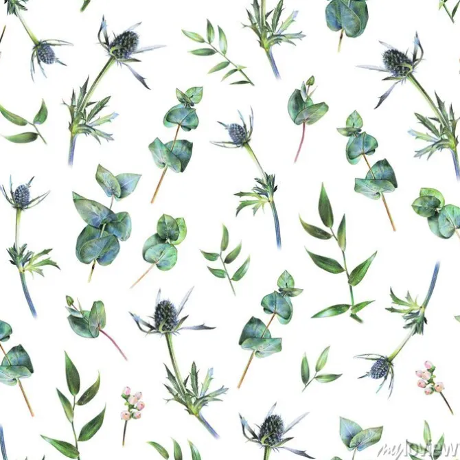 Tapeta: Drobne listki na białym tle